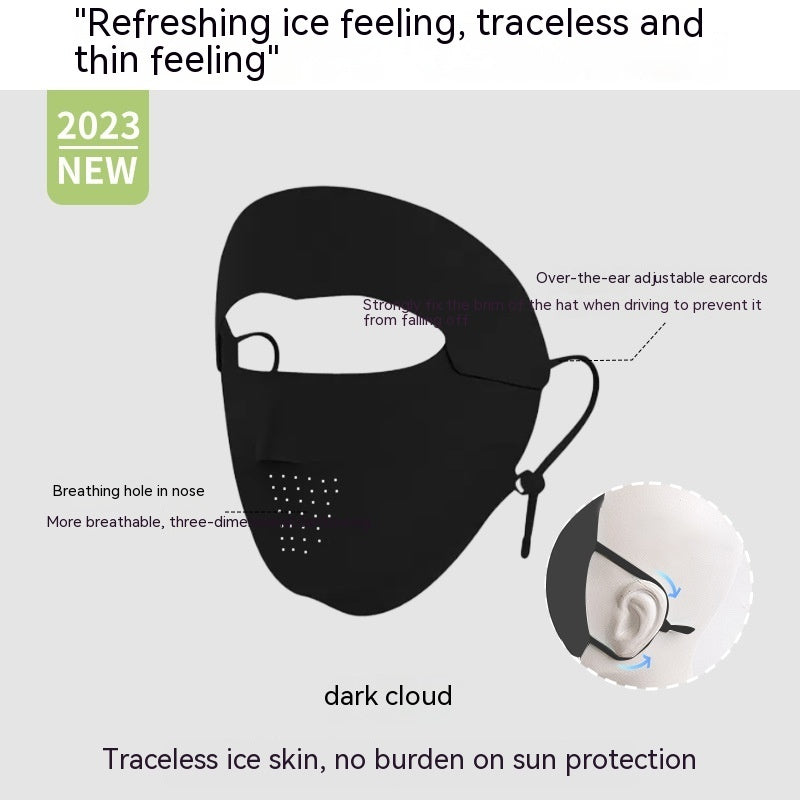 Mascarilla protectora solar facial completa Facekini, transpirable, fina, de seda helada