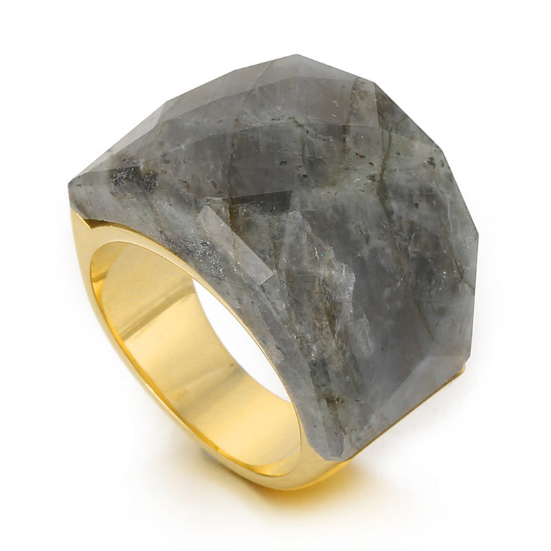 Anillo de piedra natural de moda para mujer