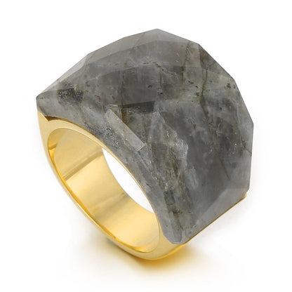 Anillo de piedra natural de moda para mujer