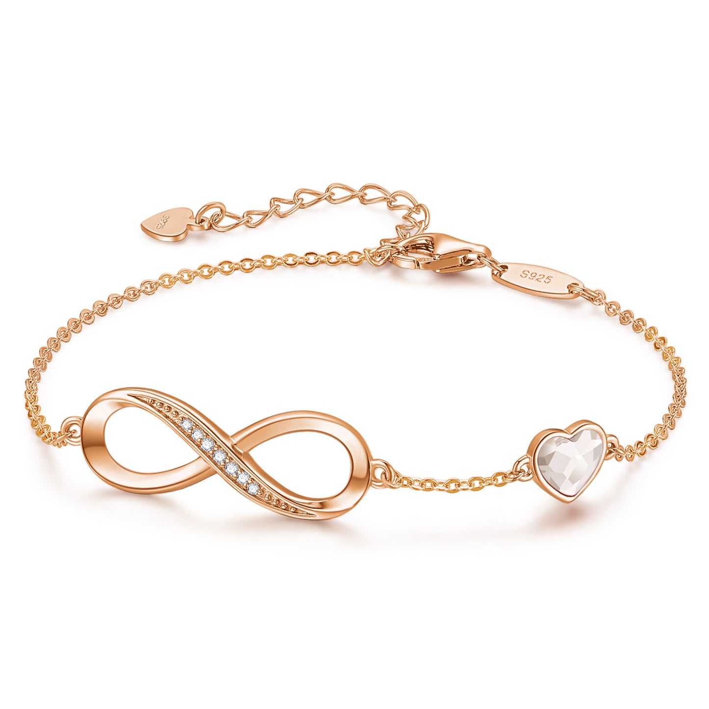 Pulsera clásica de plata de ley S925 con ocho palabras Infinite Eternal para mujer