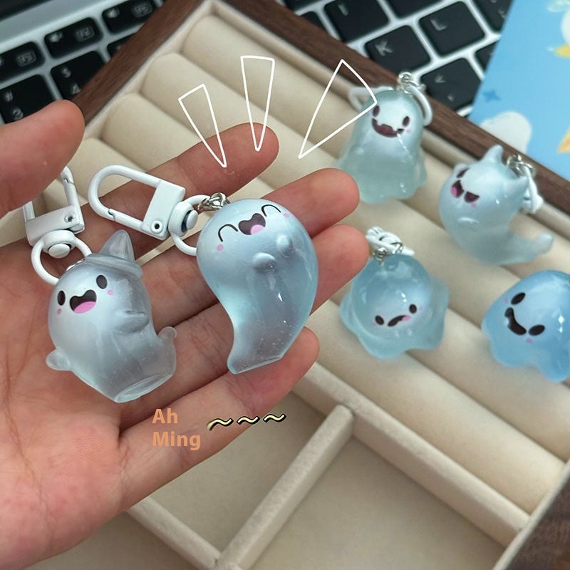 Halloween Jelly Ghost Keychain Cartoon Luminous Pendant