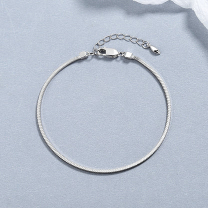 Pulsera de cadena con huesos de serpiente cuadrados de plata de ley 925 para mujer