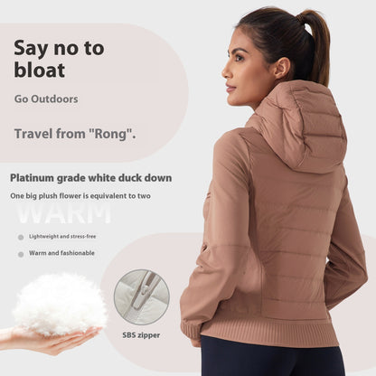 Chaqueta de plumón con capucha fina para mujer, resistente al viento, impermeable y cálida