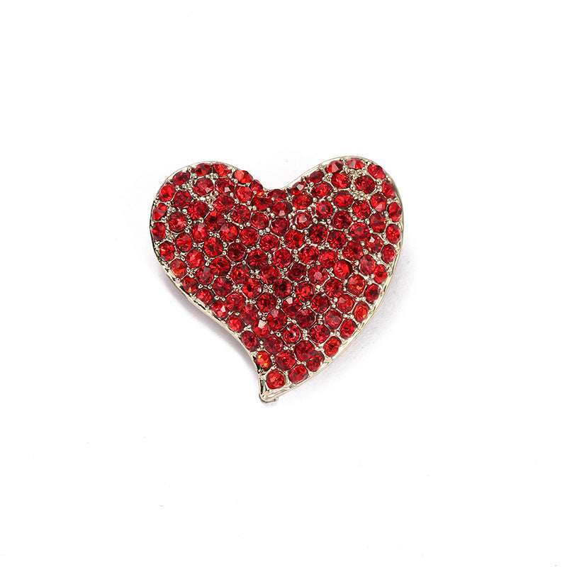 Broche de diamantes en forma de corazón para mujer, broche vintage con diamantes de imitación