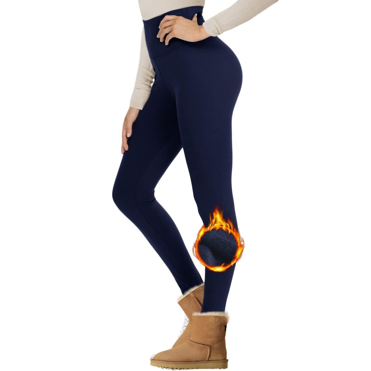 Leggings térmicos ajustados con relleno de terciopelo y cintura alta recortados