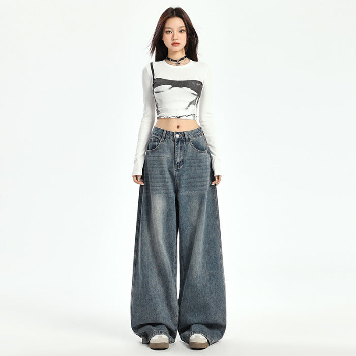 Women's American-style Retro Loose Wide-leg Pants