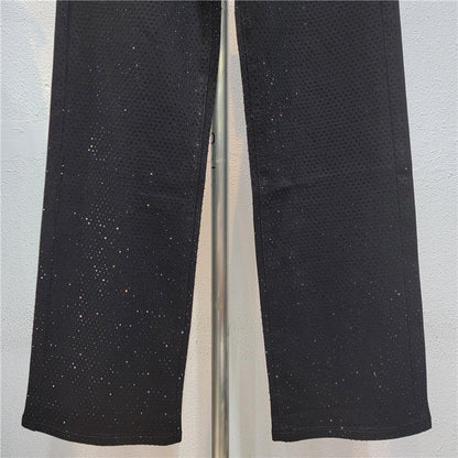 Nuevos pantalones vaqueros rectos y adelgazantes de otoño con diamantes de imitación