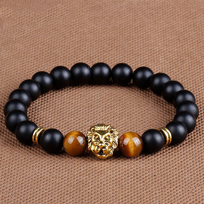 Pulsera de cuentas de piedra natural con piedra de fuego hecha a mano, pulsera elástica de Aliexpress, pulsera con explosión de señora león