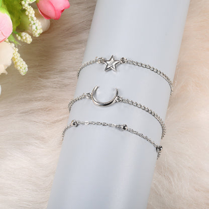 Stylish Moon And The Stars Ball Bracelet Three-piece Suit