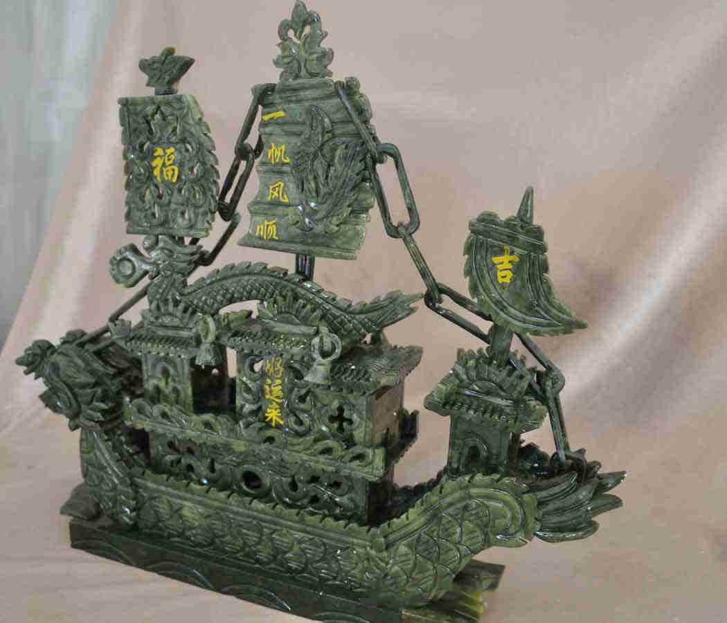 Talla de jade del tesoro, adornos de barco de dragón de jade del sur, adornos para el hogar, adornos de regalo de empresa