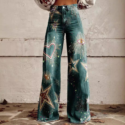 Pantalones vaqueros casuales de talla grande para mujer, de estilo europeo y americano