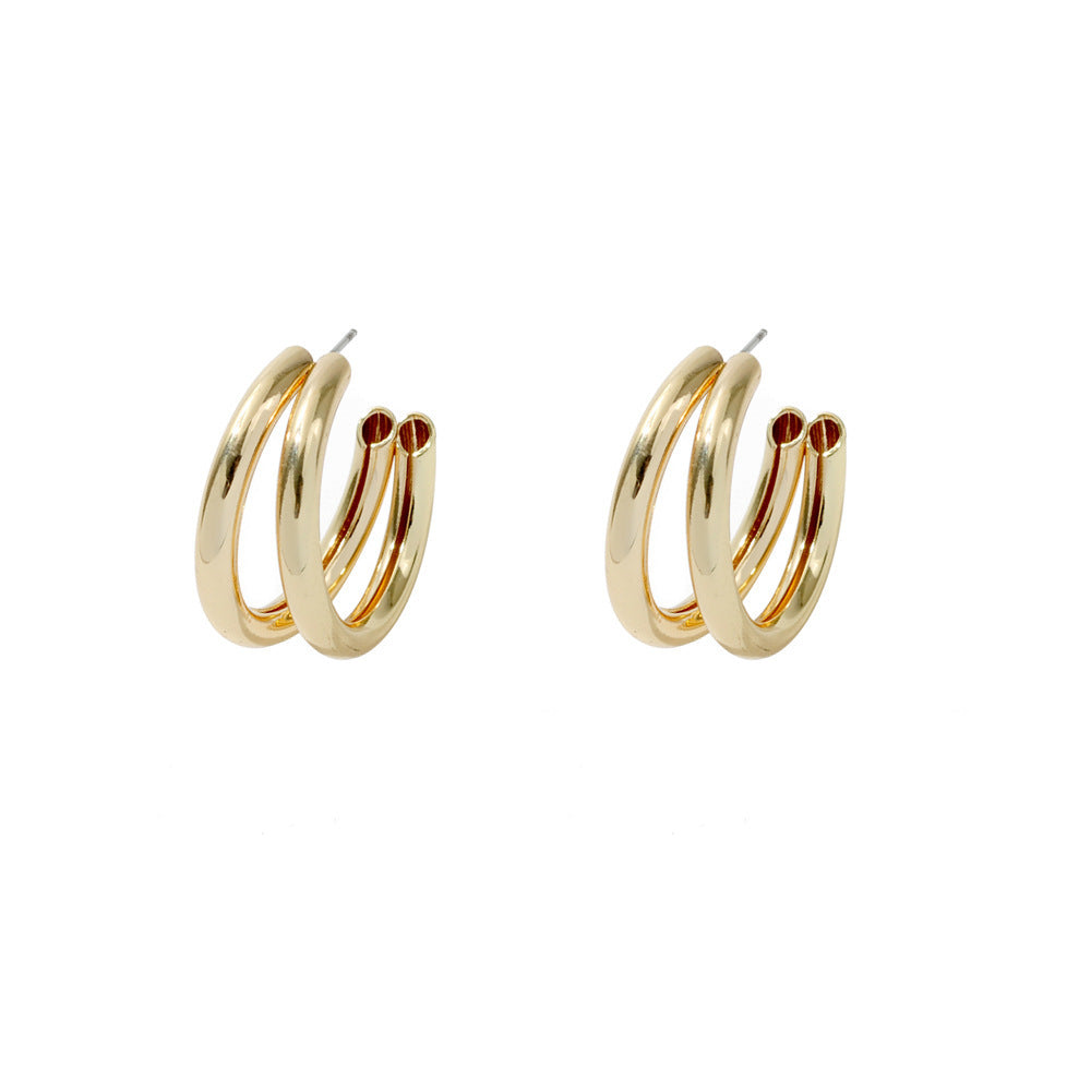 Simple Double C-shaped Metal Earrings