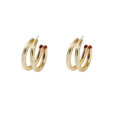 Simple Double C-shaped Metal Earrings