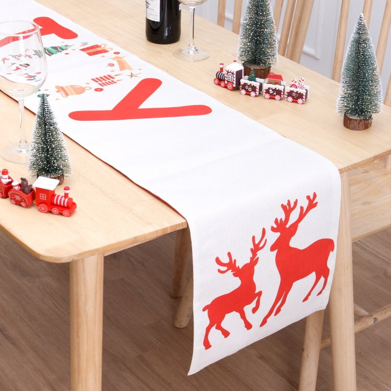 Christmas Table Flag Double Printing Snowman Table Mat